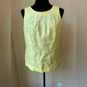 Grace Element’s Top Yellow 100% Linen Zipper Back Sleeveless Machine Wash